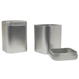 Teedosen: quadratische Stülpdeckeldose aus Weißblech 57x57x82 mm für Gewürze