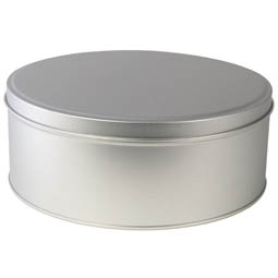 Vorratsbehälter: Runde große Dose - Klassiker - runde Maxi-Stülpdeckeldose, blank, aus Weißblech.