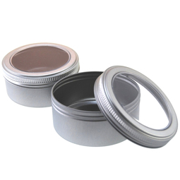 Nudeldosen: Royal tin; runde Schraubdeckeldose mit Sichtfenster am Deckel blank aus Weißblech