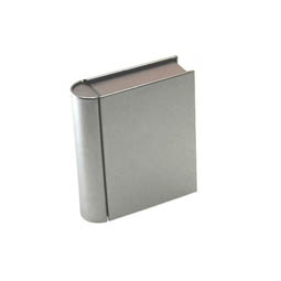 Bonbondosen: Buchdose, rechteckige Scharnierdeckeldose aus elektrolytischem Weißblech in Buchform als Geschenverpackung.