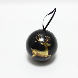 Nasze produkty: Christbaumkugel, Weihnachtsbaumschmuck, Weihnachtsdose: Kugelform mit Motiv Rentier gold auf schwarz