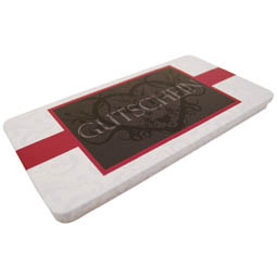 Dosenversteck: Chocolate Box Gutschein; Scharnierdeckeldose, weiß, bedruckt mit Gutschein-Motiv, aus Weißblech.