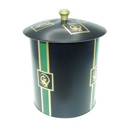 Erste Hilfe Dosen: Dose Tee Dragon Maxi, für Tee; große, runde Stülpdeckeldose, grün, bedruckt, Drachenmoptiv, aus Weißblech mit Deckelknopf.