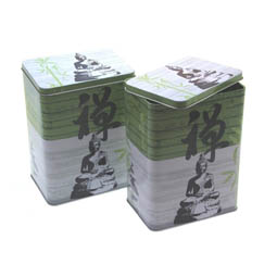 Dosen bestellen: Spirit Teebox, Dose für Tee; rechteckige Stülpdeckeldose, bedruckt mit Spirit-Motiv, aus Weißblech.