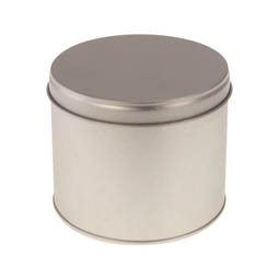 Nudeldosen: Runde Mini-Dose - Klassiker - runde Mini-Stülpdeckeldose, blank, aus Weißblech.