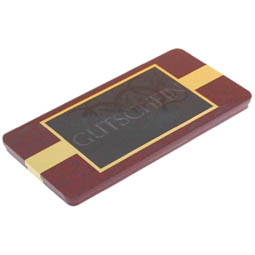 Schokoladendosen: Chocolate Box Gutschein, rot; Scharnierdeckeldose, rot, bedruckt mit Gutschein-Motiv, aus Weißblech.