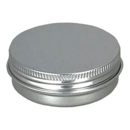 Kühlschrankdosen: Dose, 50 ml, aus Aluminium mit Schraubdeckel; runde Schraubdeckeldose, blank, mit Schutzlack.